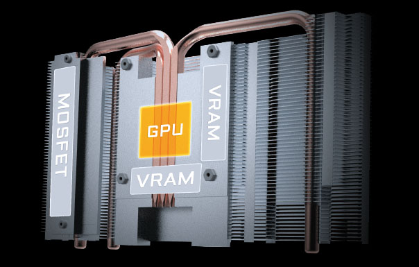positions of pipes and heatsink